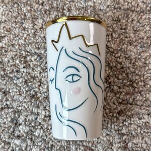 Starbucks SIREN FACE Mermaid Embossed Ceramic Travel Mug 10oz Tumbler 2017